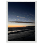 Premium wooden framed poster of a vibrant SoCal fall sunset, California-inspired artwork, perfect for home decor.