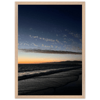 Premium wooden framed poster featuring vibrant SoCal fall sunset artwork, perfect for home decor, with a semi-glossy finish.