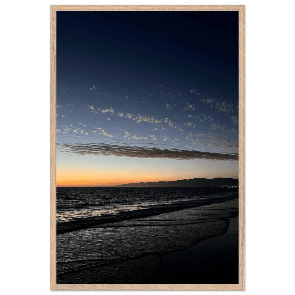 Premium wooden framed poster of a vibrant SoCal fall sunset, 15x20 cm, perfect for home decor, featuring California landscape artwork.