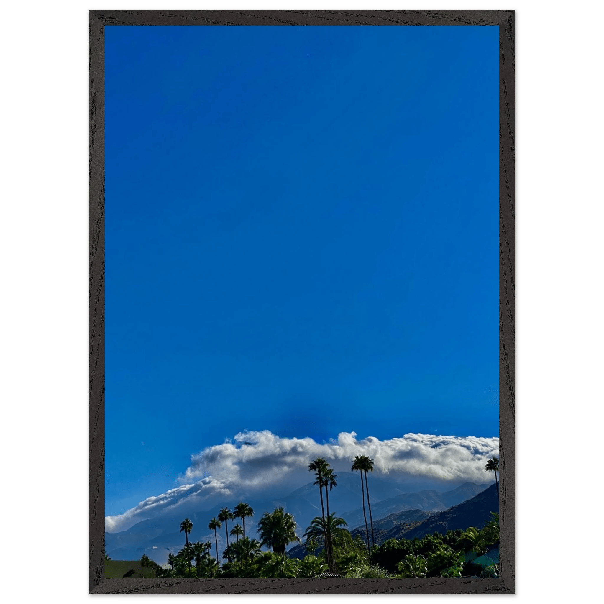 Mounted wooden framed desert calm poster from California Poster Art, studio edition, featuring a serene desert landscape.
