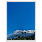 Mounted wooden framed desert calm poster from California Poster Art, showcasing a serene desert landscape in a white frame.