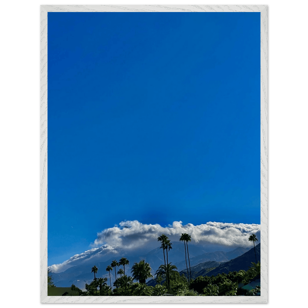 Wooden framed desert calm poster from California Poster Art, studio edition home decor photo in white frame, 21x29.7 cm.
