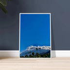 Mounted wooden framed Desert Calm poster from California Poster Art, featuring a serene desert landscape in a white frame.
