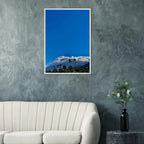 Mounted wooden framed desert calm poster from California Poster Art, studio edition, showing a serene desert landscape in a white frame.