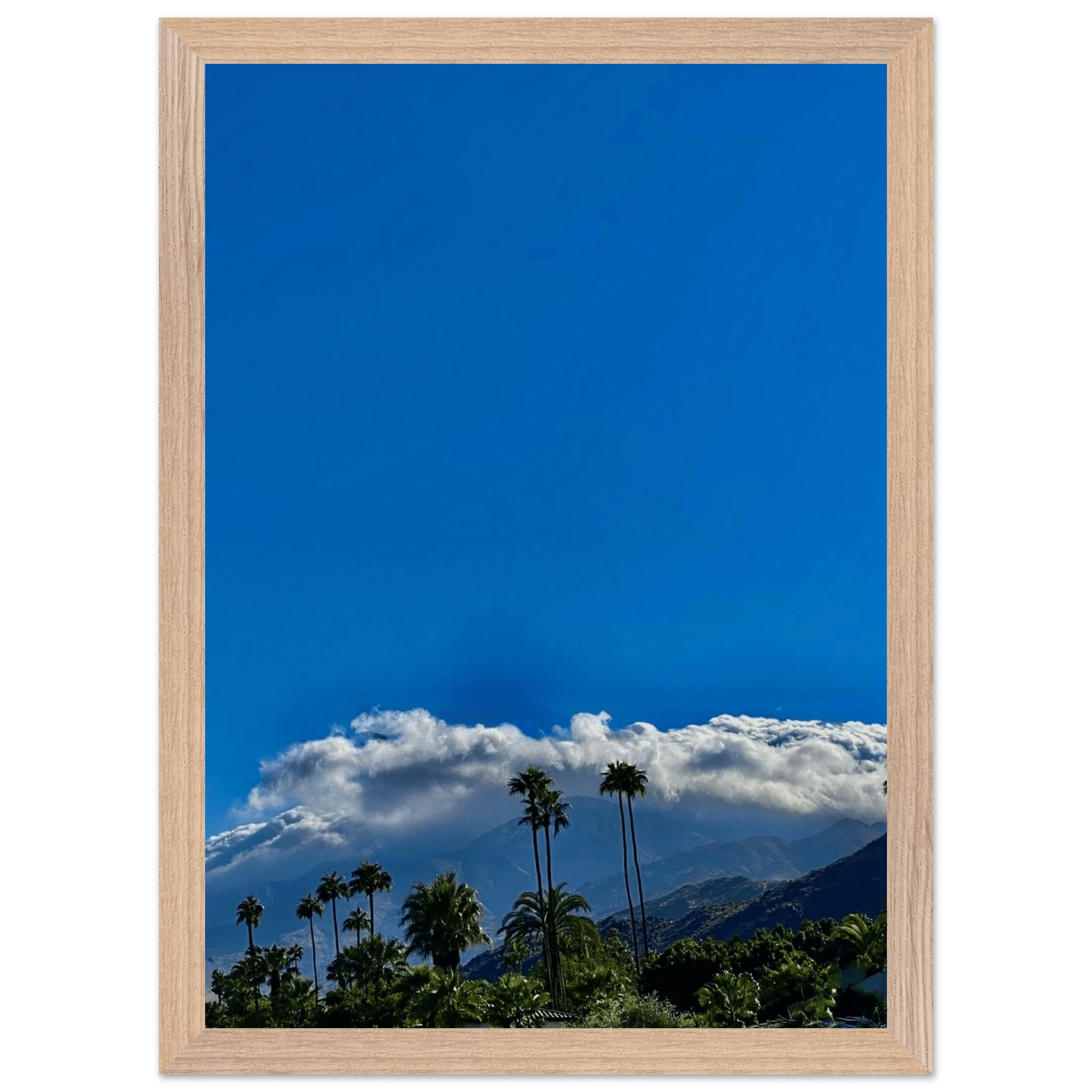 Wooden framed poster of desert calm photo from California Poster Art, studio edition, mounted on white wood, home decor.