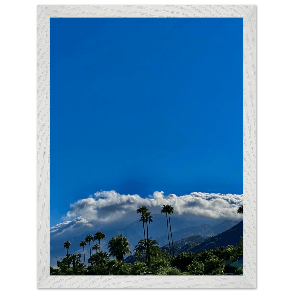 Wooden framed desert calm poster from California Poster Art, studio edition, mounted on white wood frame for home decor.