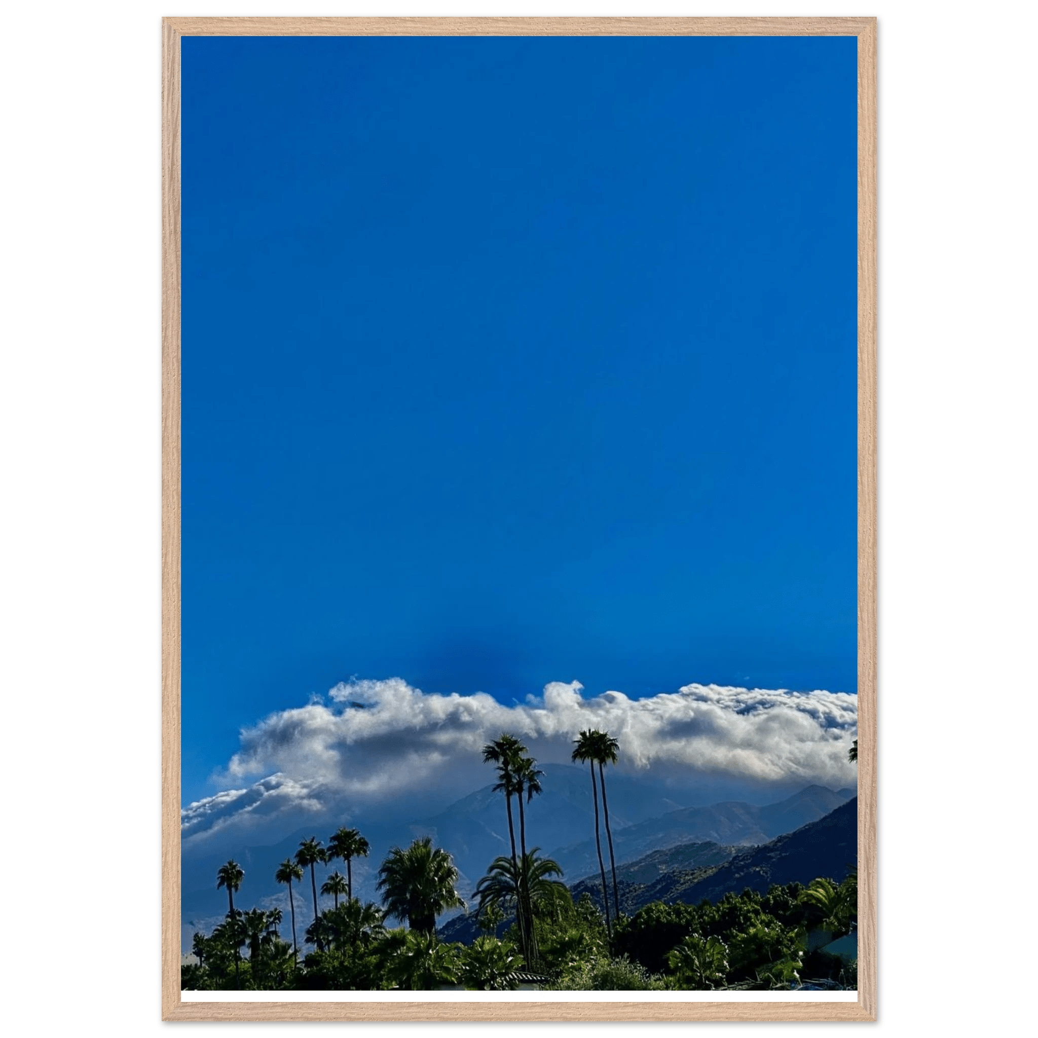 Mounted wooden framed poster featuring a desert calm photo from California Poster Art, studio edition, 21x29.7 cm, white frame.