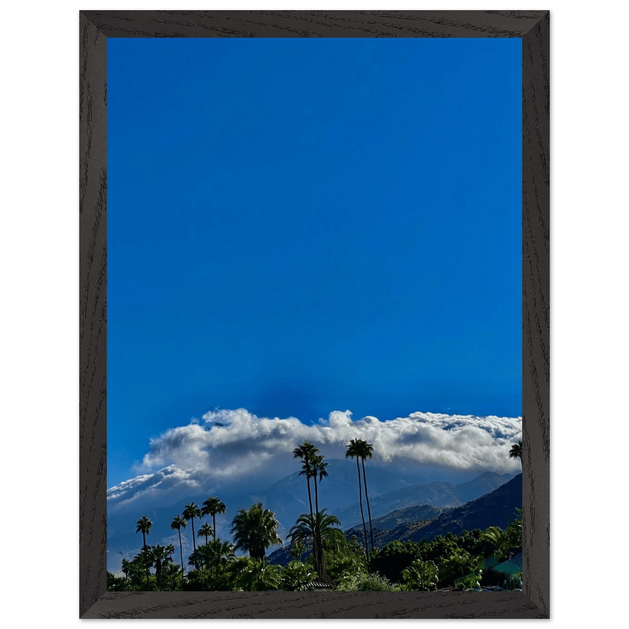Mounted wooden framed desert calm poster from California Poster Art, 8x12 inch studio edition home decor, white frame.