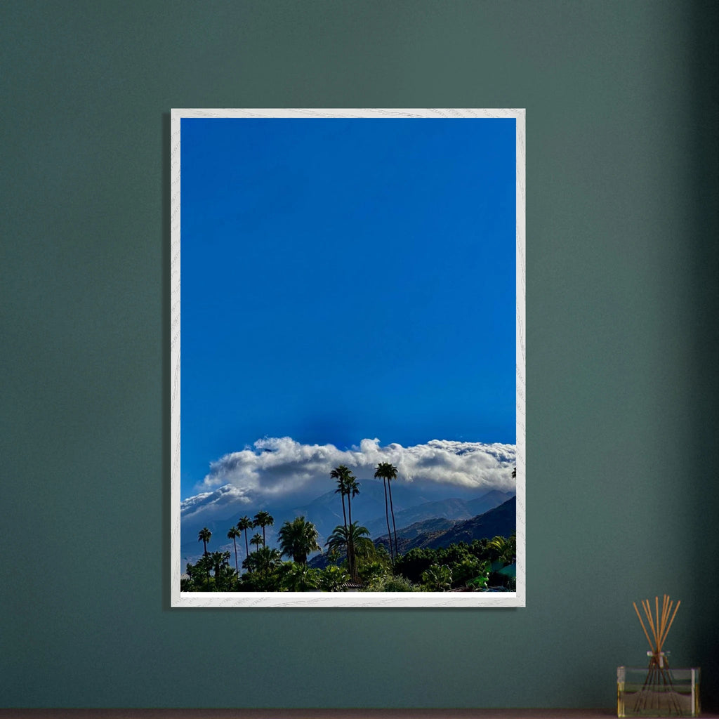 Wooden framed poster featuring a calm desert scene from California Poster Art, Studio Edition, perfect for home decor.