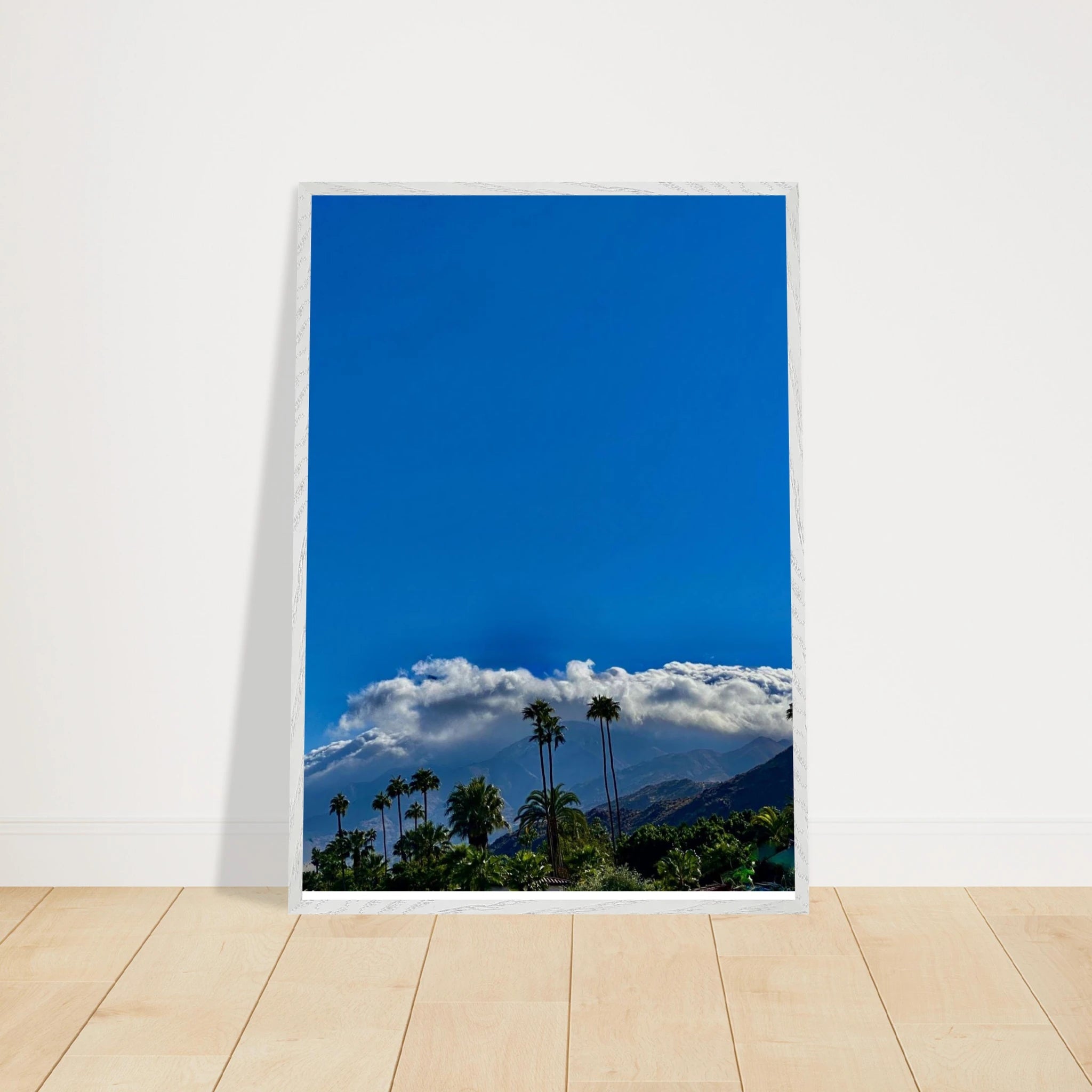 Mounted wooden framed desert calm poster from California Poster Art, studio edition, featuring a serene desert landscape.