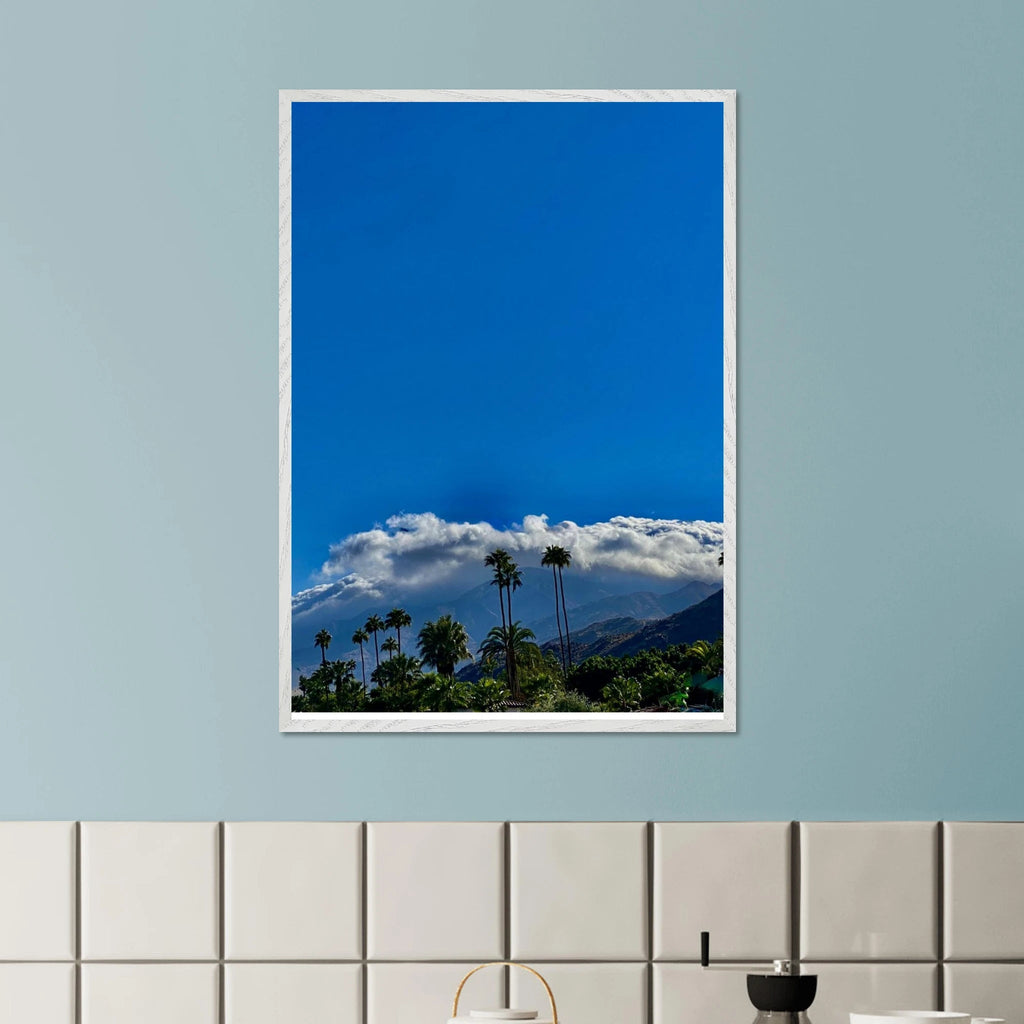 Mounted wooden framed poster of Desert Calm photo from California Poster Art studio edition, 21x29.7 cm, in white frame.