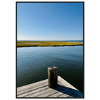 Framed print of Long Island Sound dreamy pier scene, wall art from the Endless Summer Mood Travel Collection, 13x18 cm.