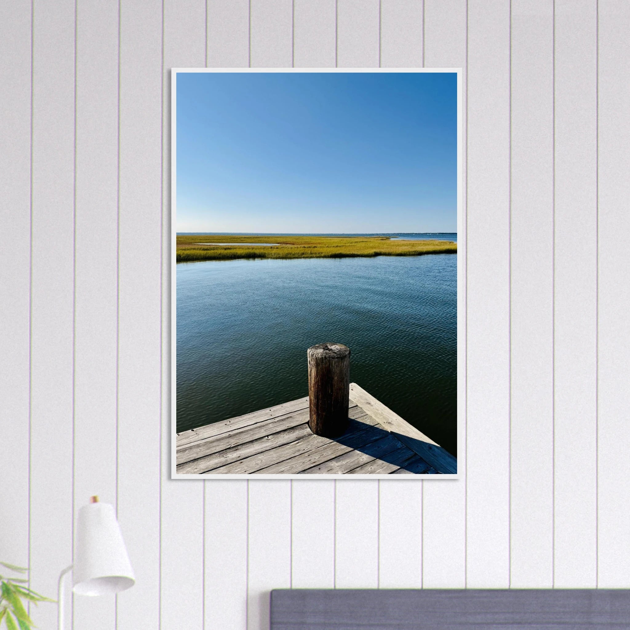 Framed Poster – Long Island Sound Dreamy Pier – Endless Summer Mood Wall Art - CaliCuration