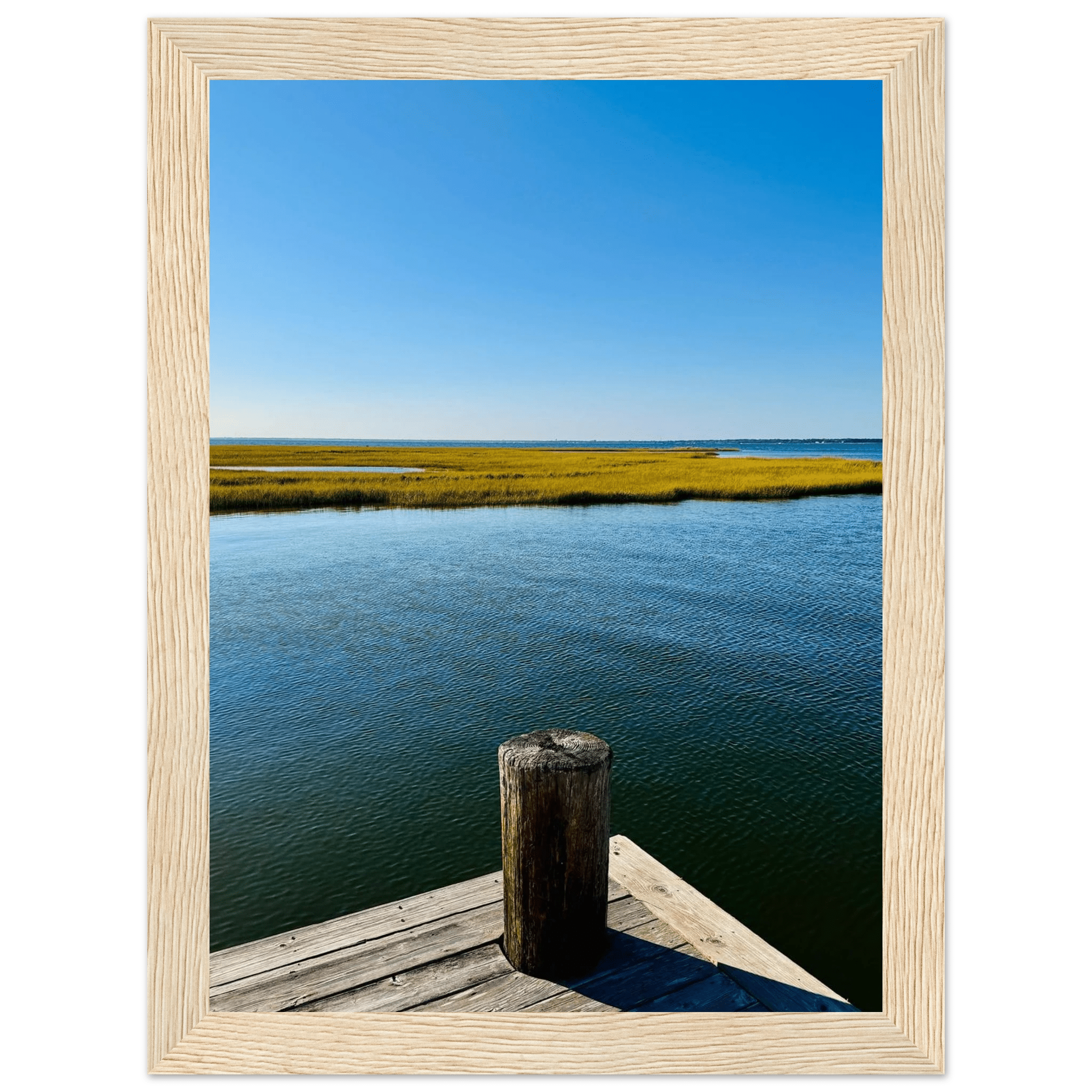 Framed Poster – Long Island Sound Dreamy Pier – Endless Summer Mood Wall Art: Travel Collection – Studio Edition - CaliCuration
