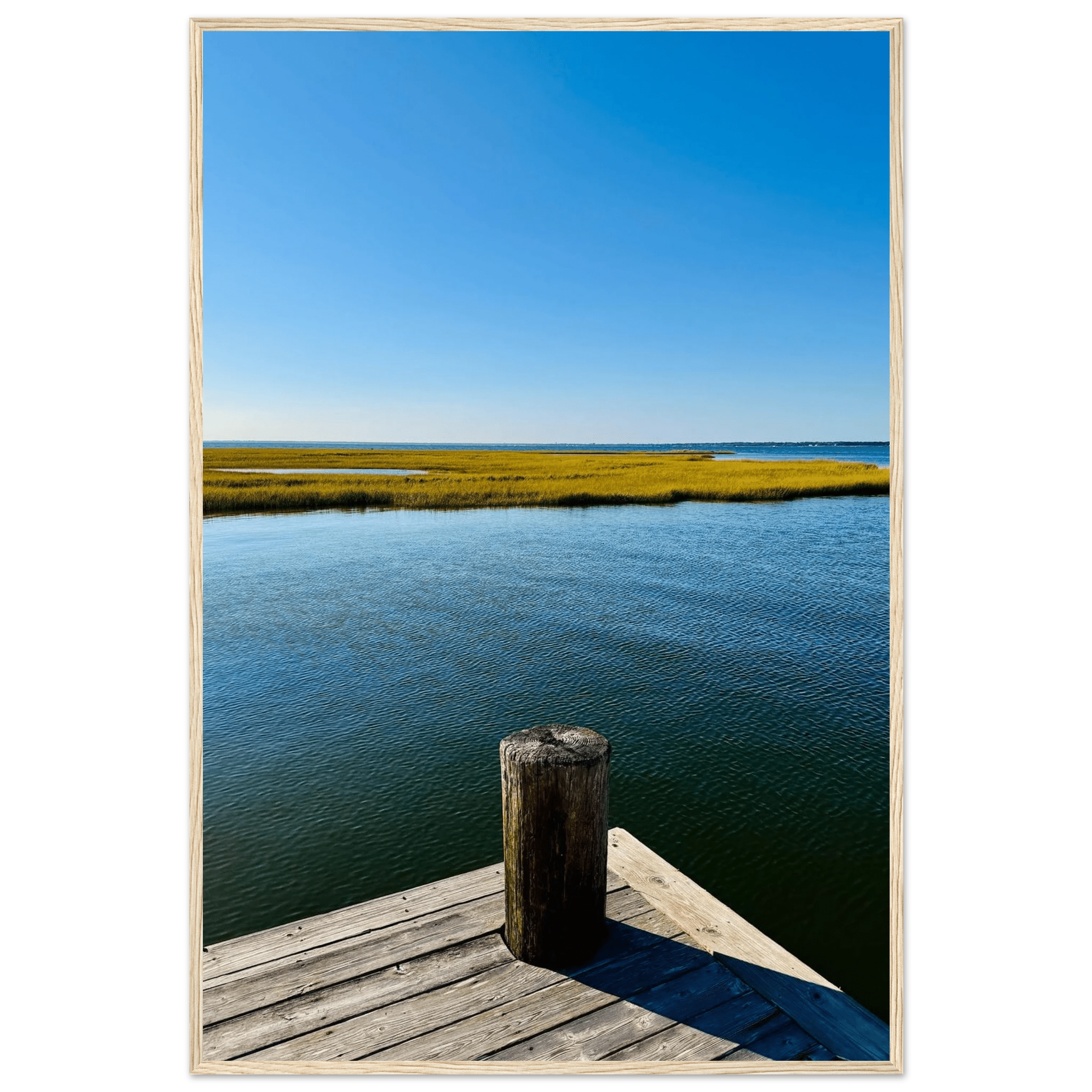 Framed Poster – Long Island Sound Dreamy Pier – Endless Summer Mood Wall Art: Travel Collection – Studio Edition - CaliCuration