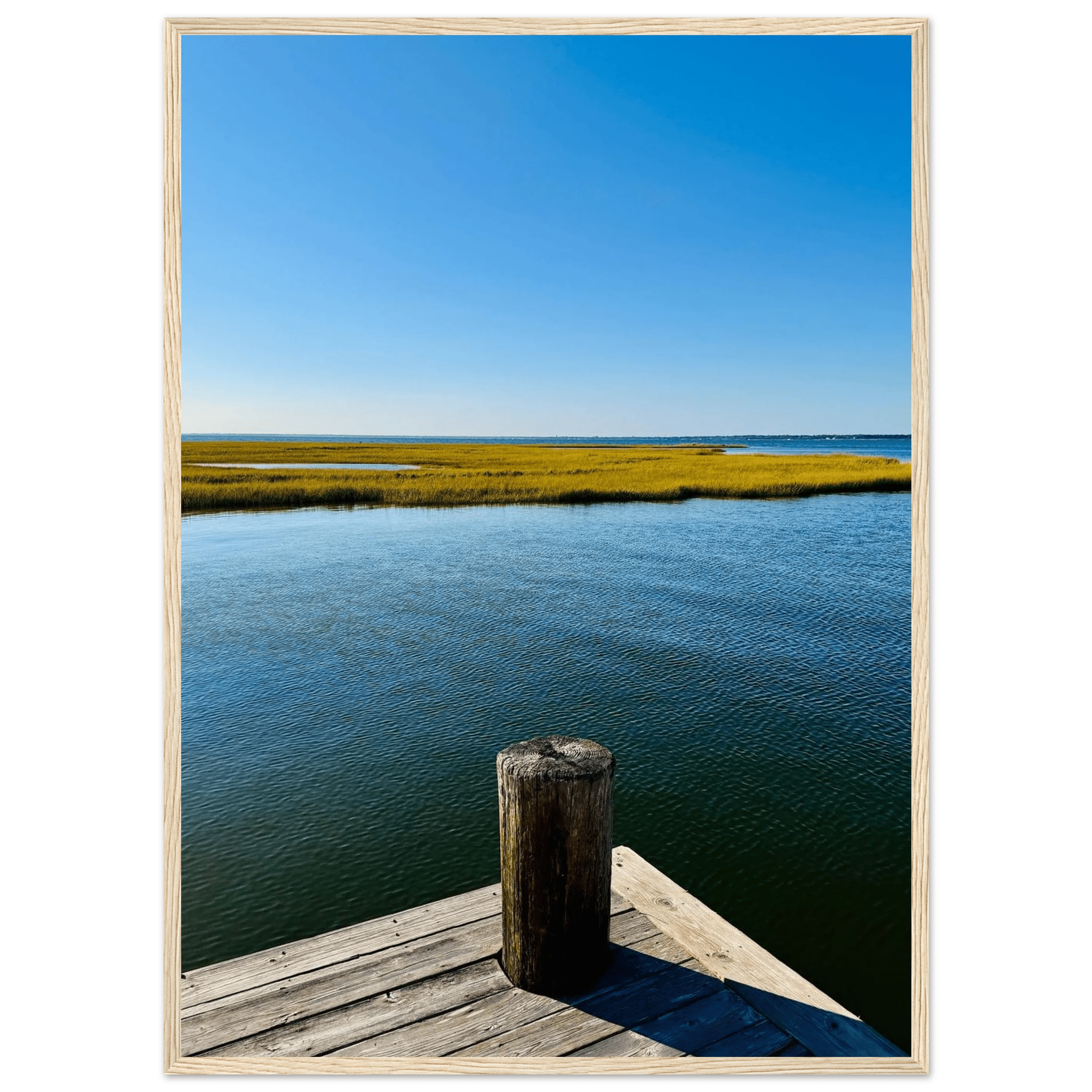 Framed Poster – Long Island Sound Dreamy Pier – Endless Summer Mood Wall Art: Travel Collection – Studio Edition - CaliCuration
