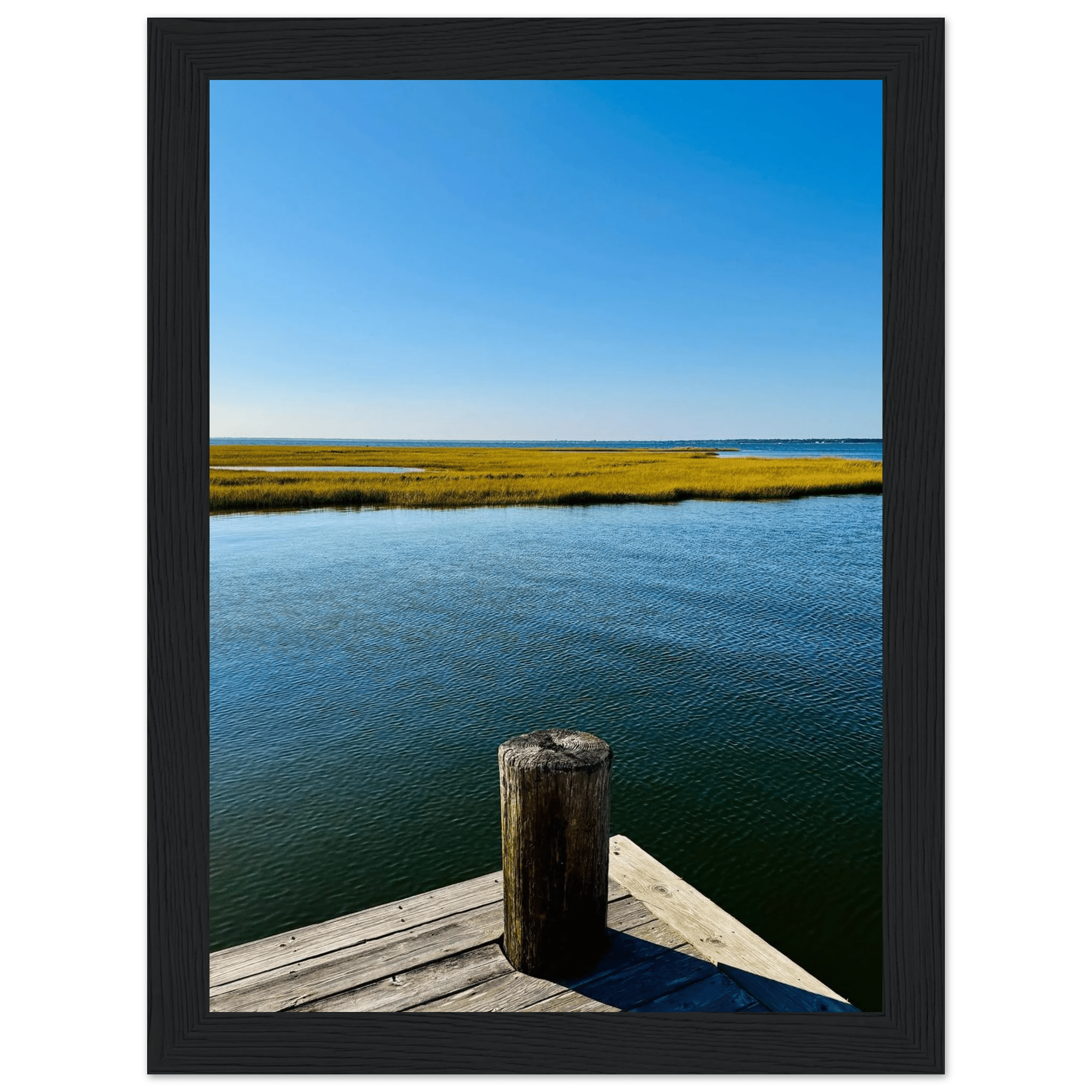 Framed Poster – Long Island Sound Dreamy Pier – Endless Summer Mood Wall Art: Travel Collection – Studio Edition - CaliCuration