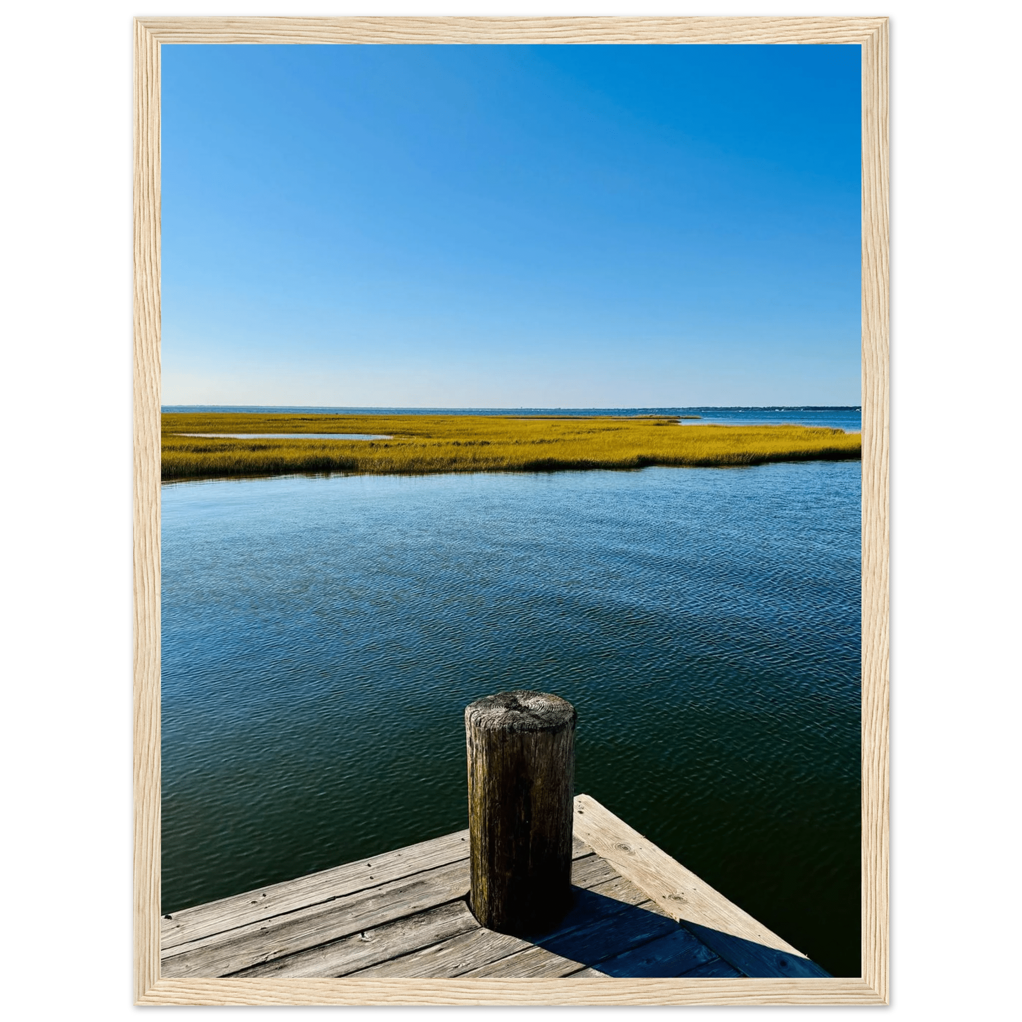 Framed Poster – Long Island Sound Dreamy Pier – Endless Summer Mood Wall Art: Travel Collection – Studio Edition - CaliCuration