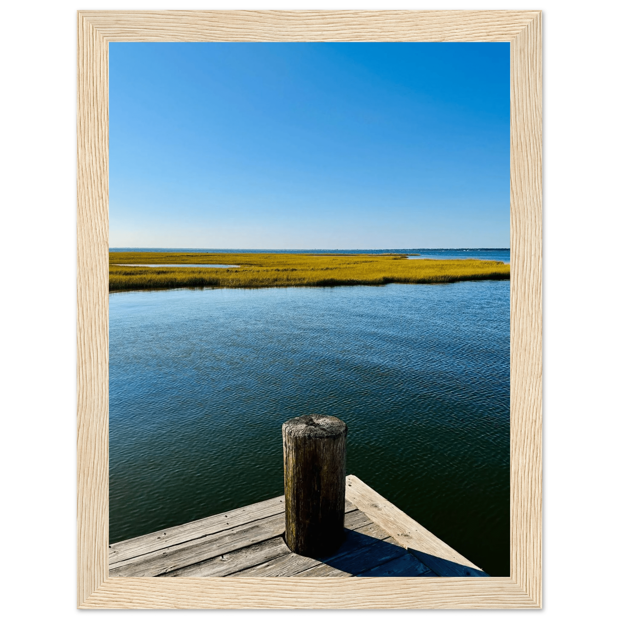 Framed Poster – Long Island Sound Dreamy Pier – Endless Summer Mood Wall Art: Travel Collection – Studio Edition - CaliCuration