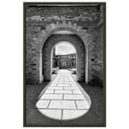 Black and white Cotswolds Estate aluminum framed poster featuring summer light and shadows, part of the travel collection print.
