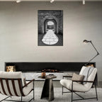 Cotswolds Estate aluminum framed poster featuring summer light and shadows, black and white travel art print, 15x20 cm.