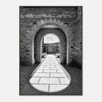 Black and white Cotswolds Estate aluminum framed poster featuring summer light and shadows, part of the Travel Collection art print.