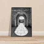 Cotswolds Estate aluminum framed poster featuring summer light and shadows, black and white travel art print, 15x20 cm.