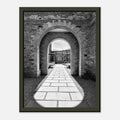 Aluminum framed Cotswolds Estate poster featuring summer light and shadows in black and white, part of the travel collection print.