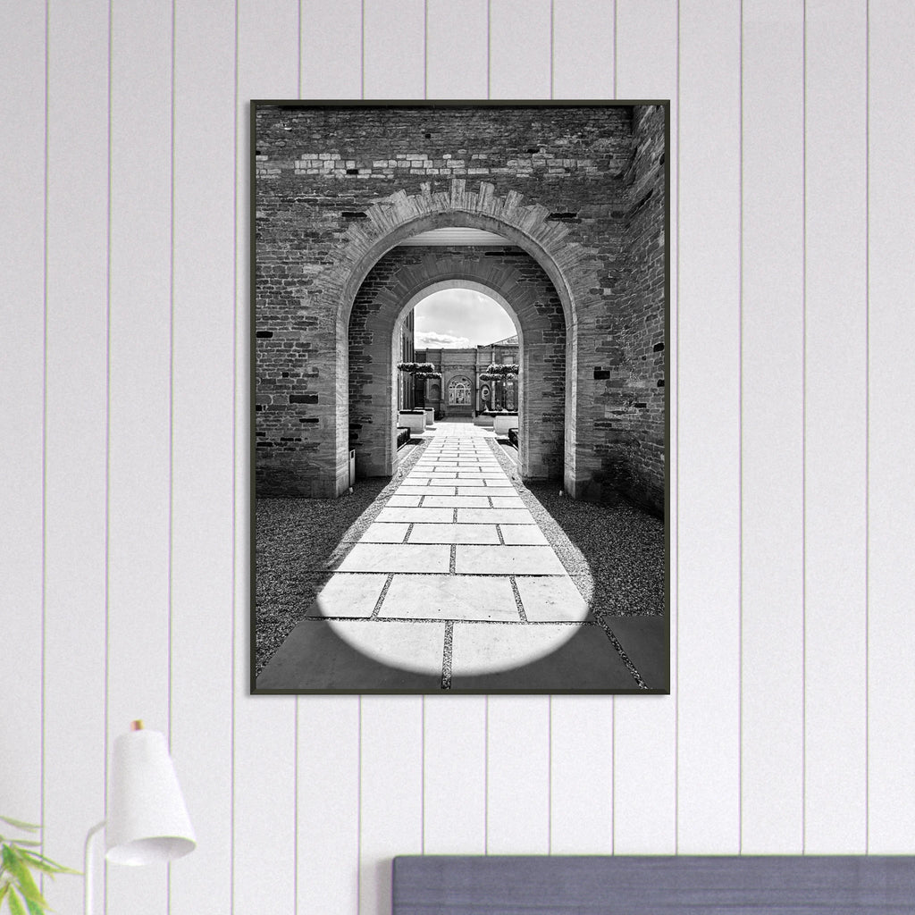 Cotswolds Estate aluminum framed poster featuring black and white summer light and shadows, part of the My Store travel collection.