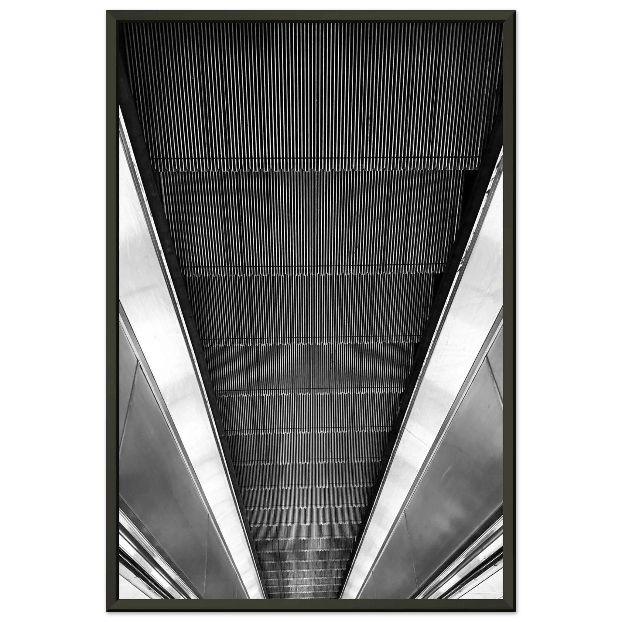 Black and white framed poster of London Tube escalator abstract print from the Travel Collection by My Store.