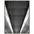 Black and white abstract framed poster of London Tube escalator, wall art print, 15x20 cm, part of the travel collection.