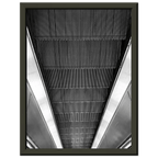 Black and white framed print of London Tube escalator abstract artwork from the Travel Collection by My Store, studio edition.