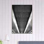 Black and white framed print of London's Tube escalator abstract design, part of the Travel Collection Studio Edition.