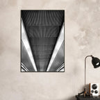Black and white London Tube escalator abstract framed poster from the Travel Collection Studio Edition, 15x20 cm print.