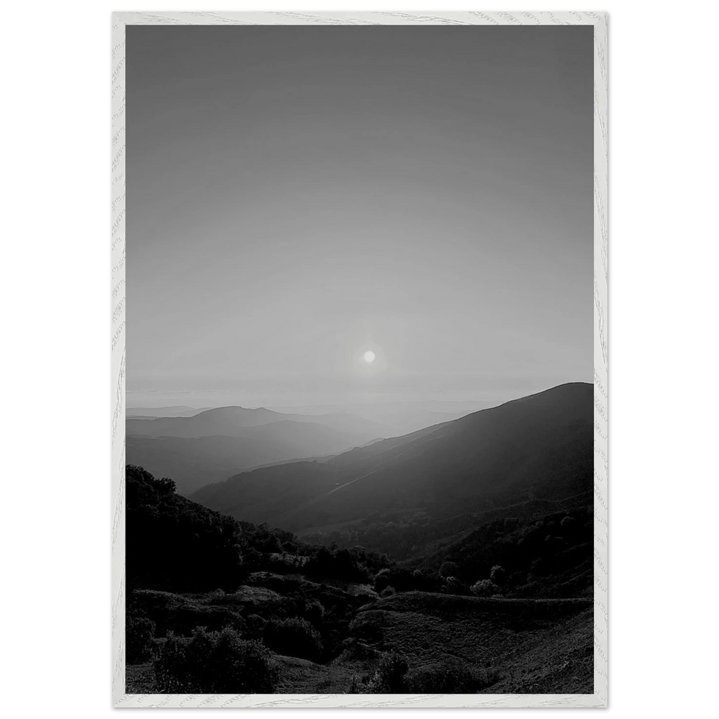 Black and white mounted framed poster of California Central Coast sunset, part of the Studio Edition travel collection.