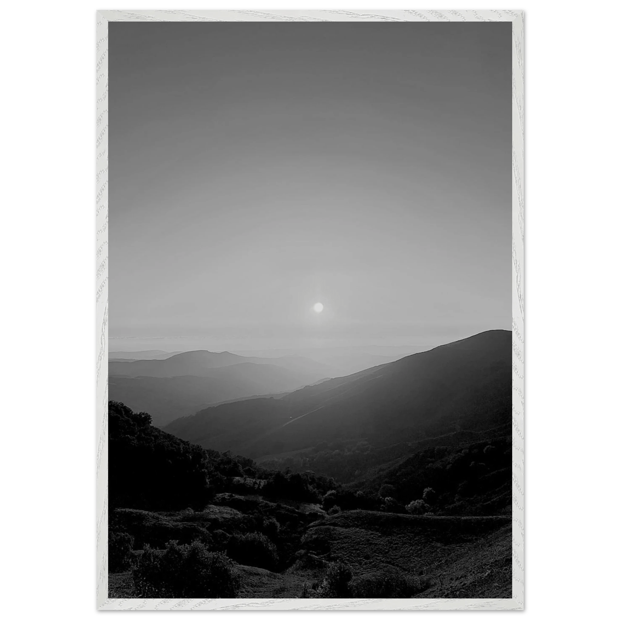 Black and white mounted framed poster of California Central Coast sunset, part of the Studio Edition travel collection.
