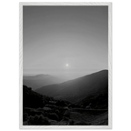 Black and white mounted framed poster of California Central Coast sunset, 15x20 cm print in a white frame from the Travel Collection.