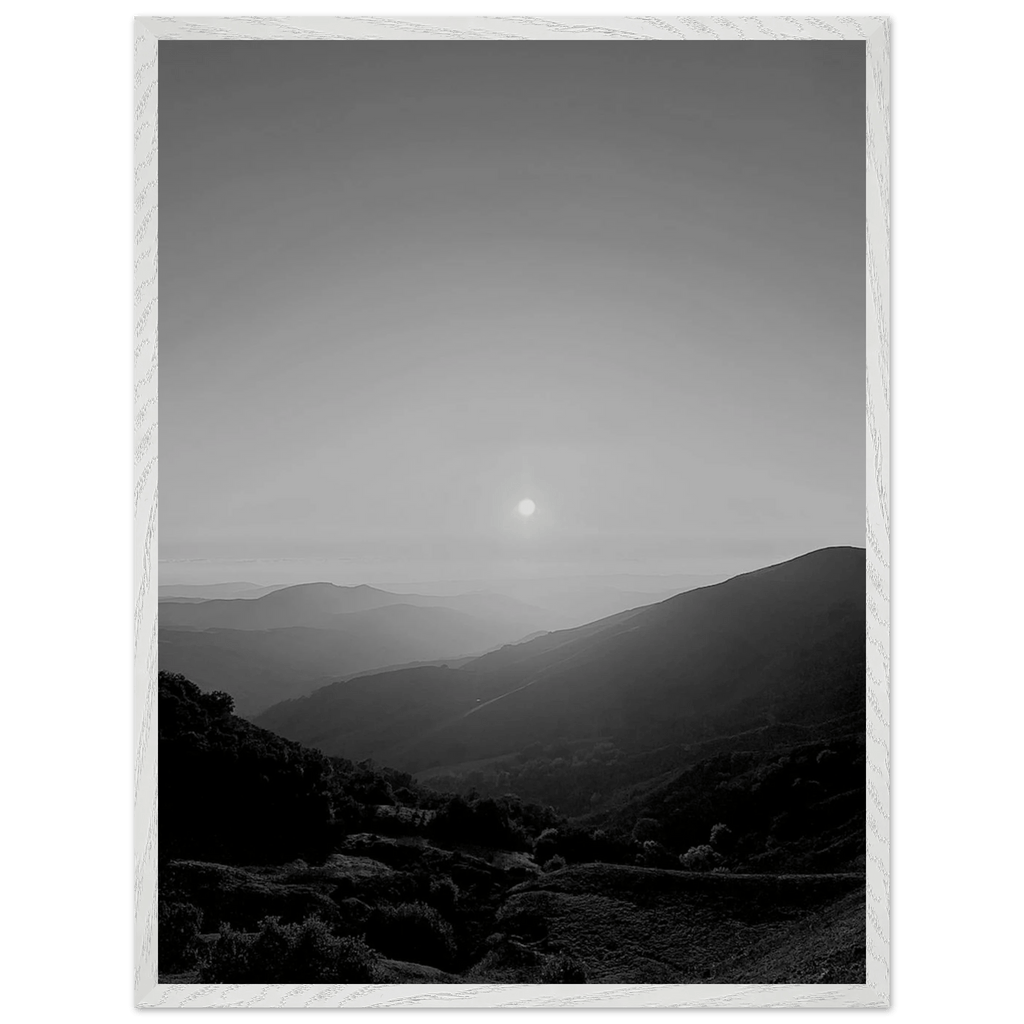 Black and white mounted framed poster of California Central Coast sunset, part of the Studio Edition travel collection.