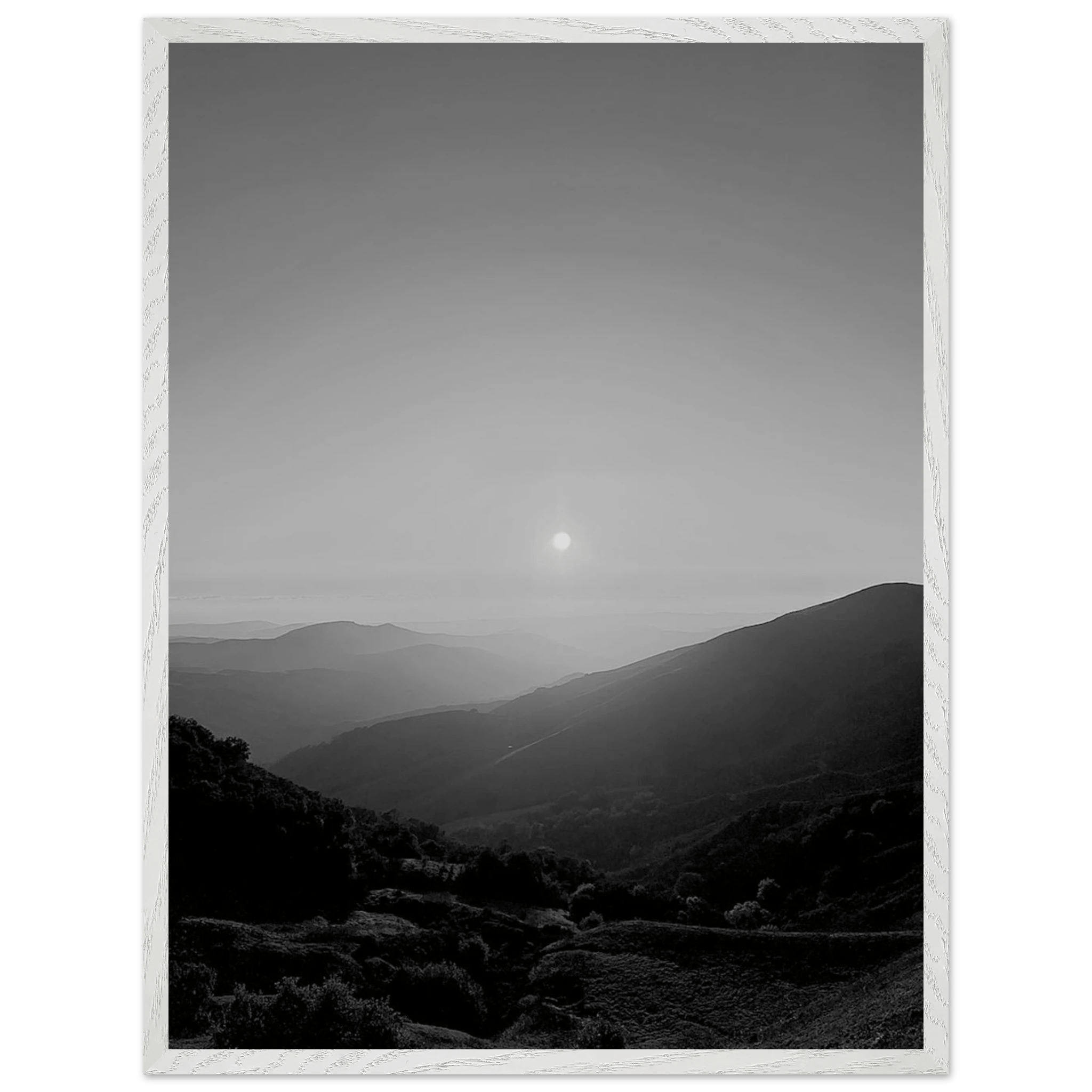 Black and white mounted framed poster of California Central Coast sunset, part of the Studio Edition travel collection.