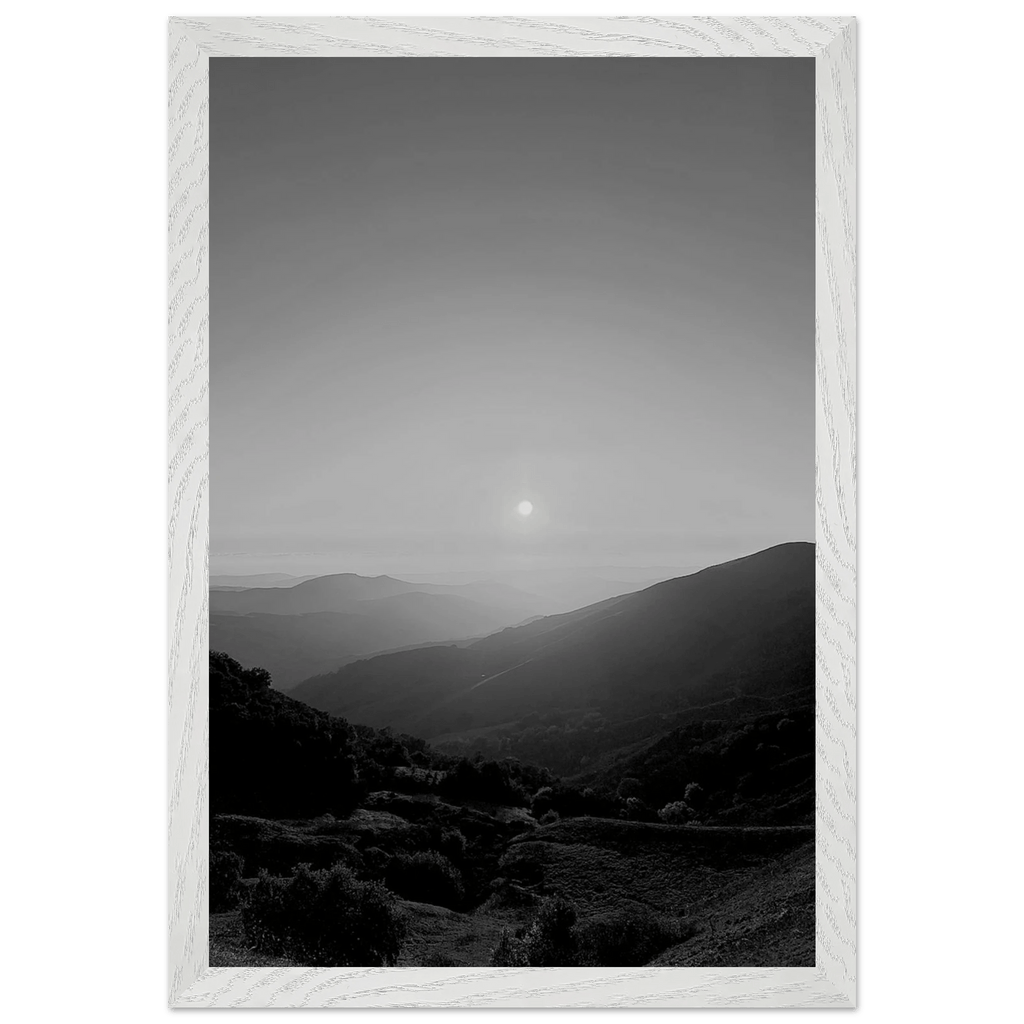 Black and white framed poster of California Central Coast sunset, mounted print from My Store's travel collection, 15x20 cm.