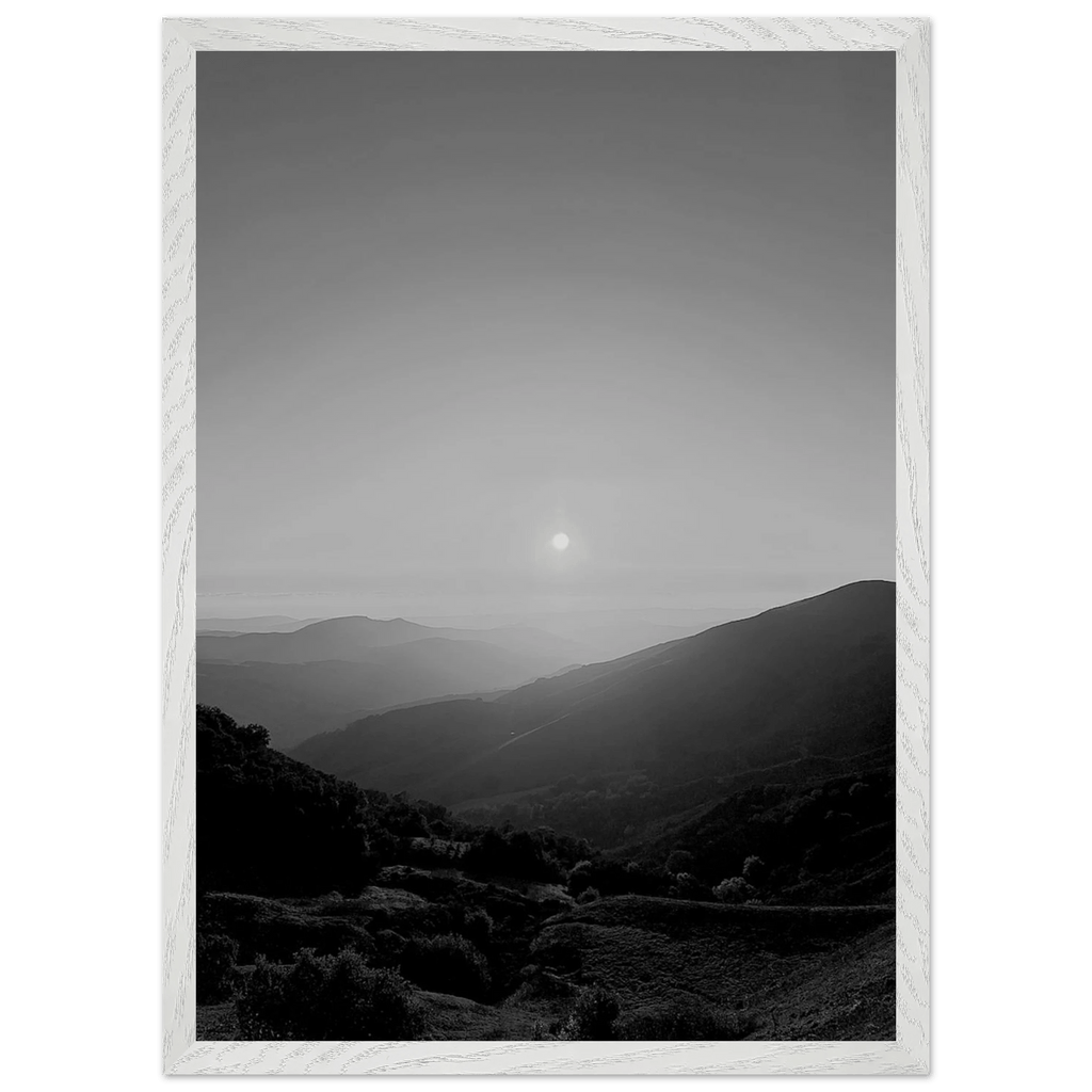 Black and white mounted framed poster of California Central Coast sunset, part of the Studio Edition travel collection.