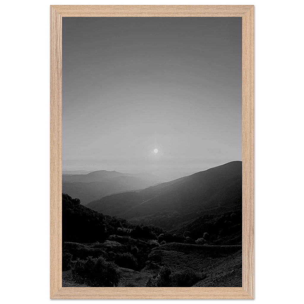 Black and white mounted framed poster of California Central Coast sunset, part of the Studio Edition travel collection.