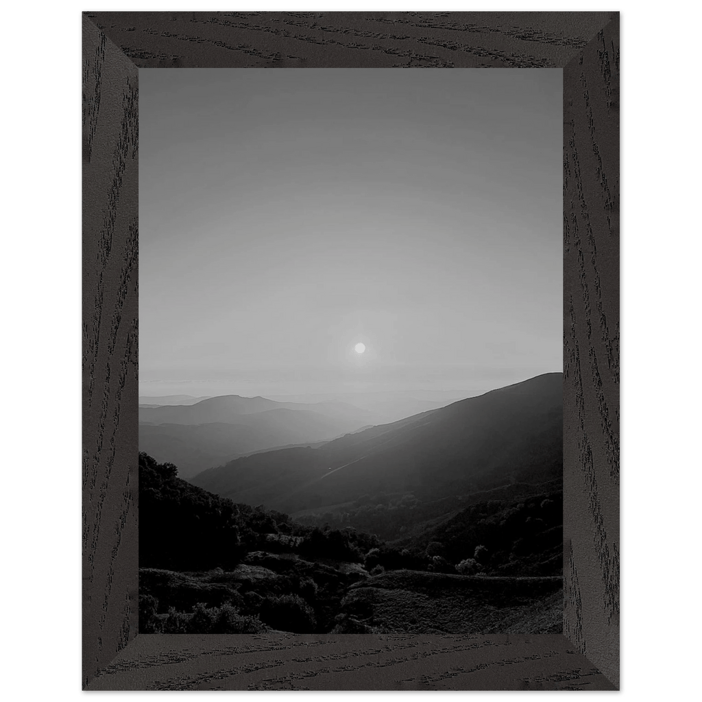 Black and white framed poster of California Central Coast sunset, mounted print from the Studio Edition travel collection.