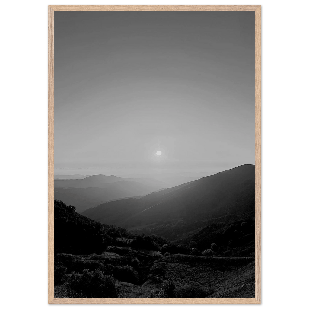 Black and white mounted framed poster of California Central Coast sunset, part of the Studio Edition travel collection.