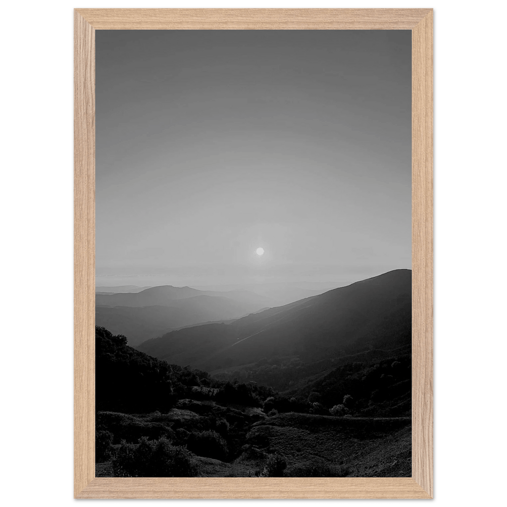Black and white mounted framed poster of California Central Coast sunset, part of the Studio Edition travel collection.