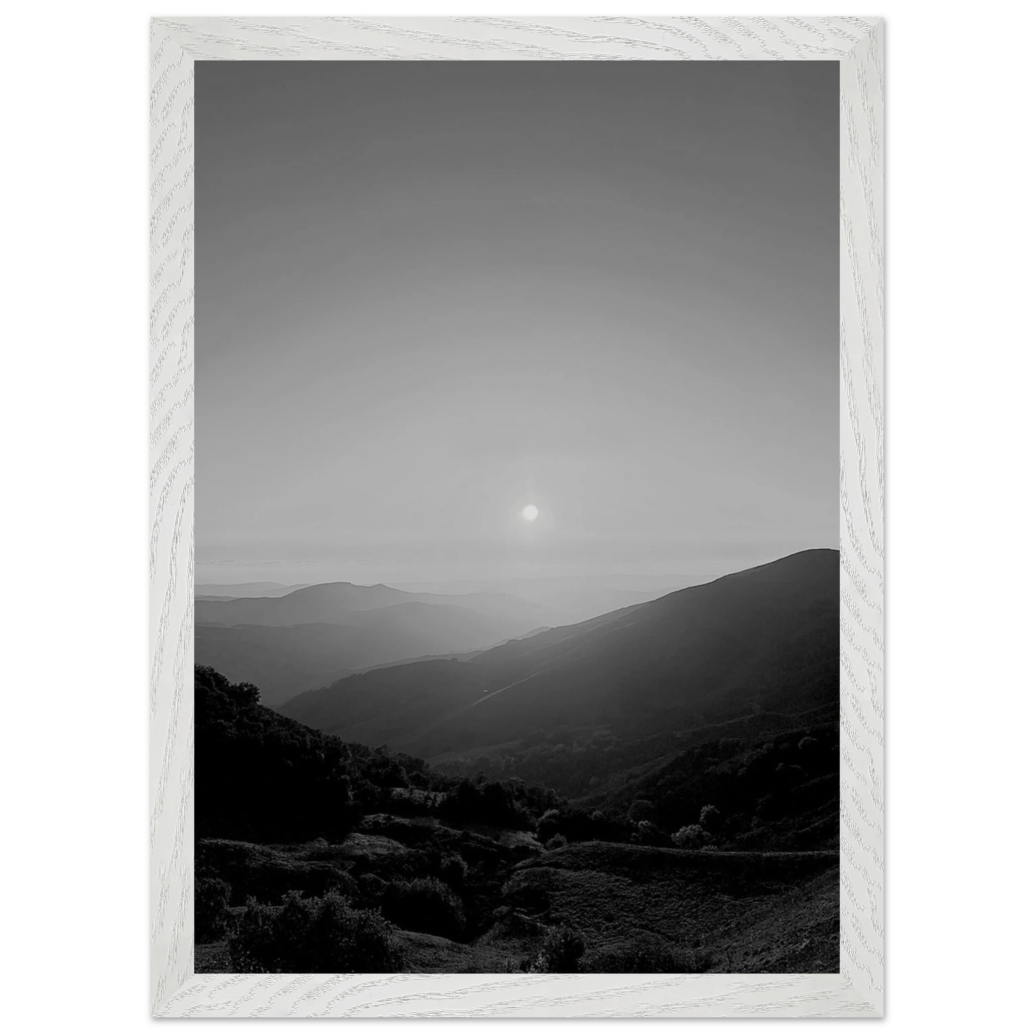 Black and white mounted framed poster of California Central Coast sunset from the My Store travel collection, 15x20 cm print.