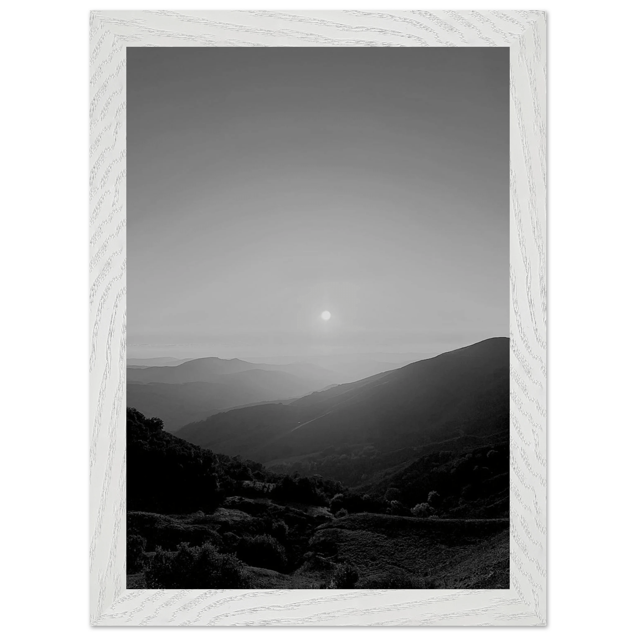 Black and white mounted framed poster of California Central Coast sunset from the My Store travel collection, studio edition.