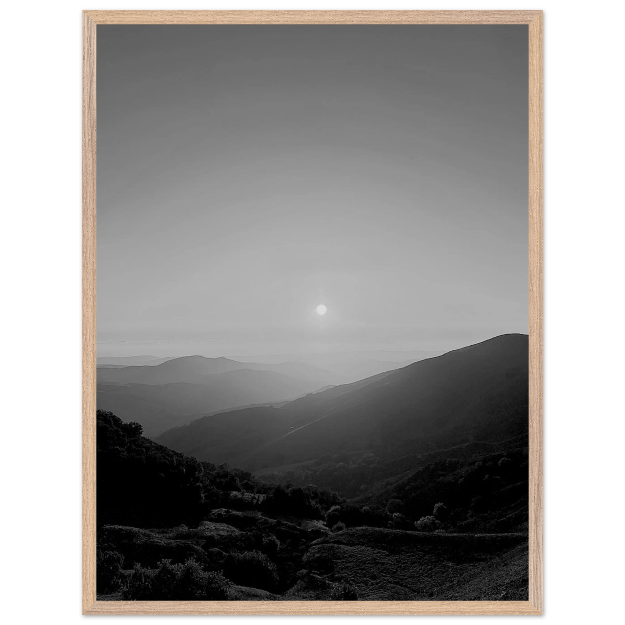 Black and white framed poster of California Central Coast sunset from the My Store travel collection, mounted on print material.