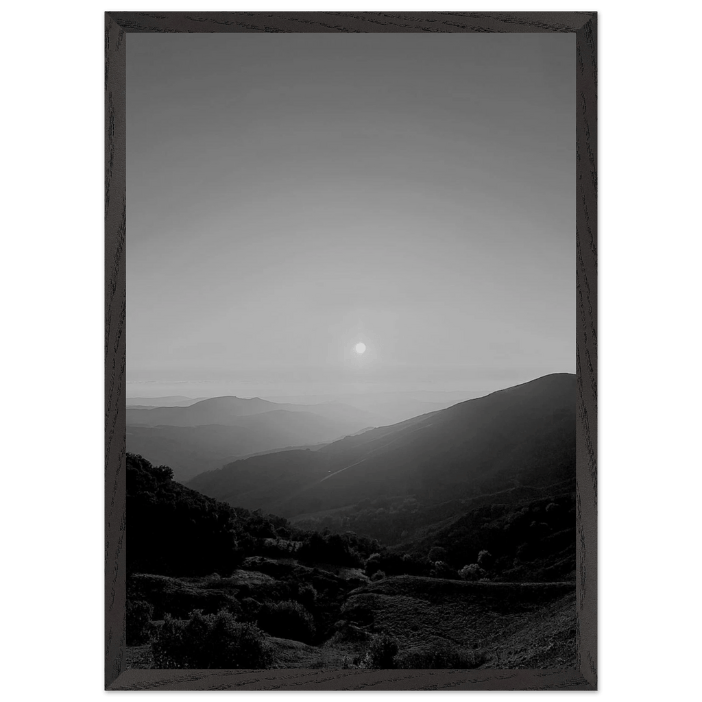 Black and white mounted framed poster of California Central Coast sunset from the Studio Edition travel collection.