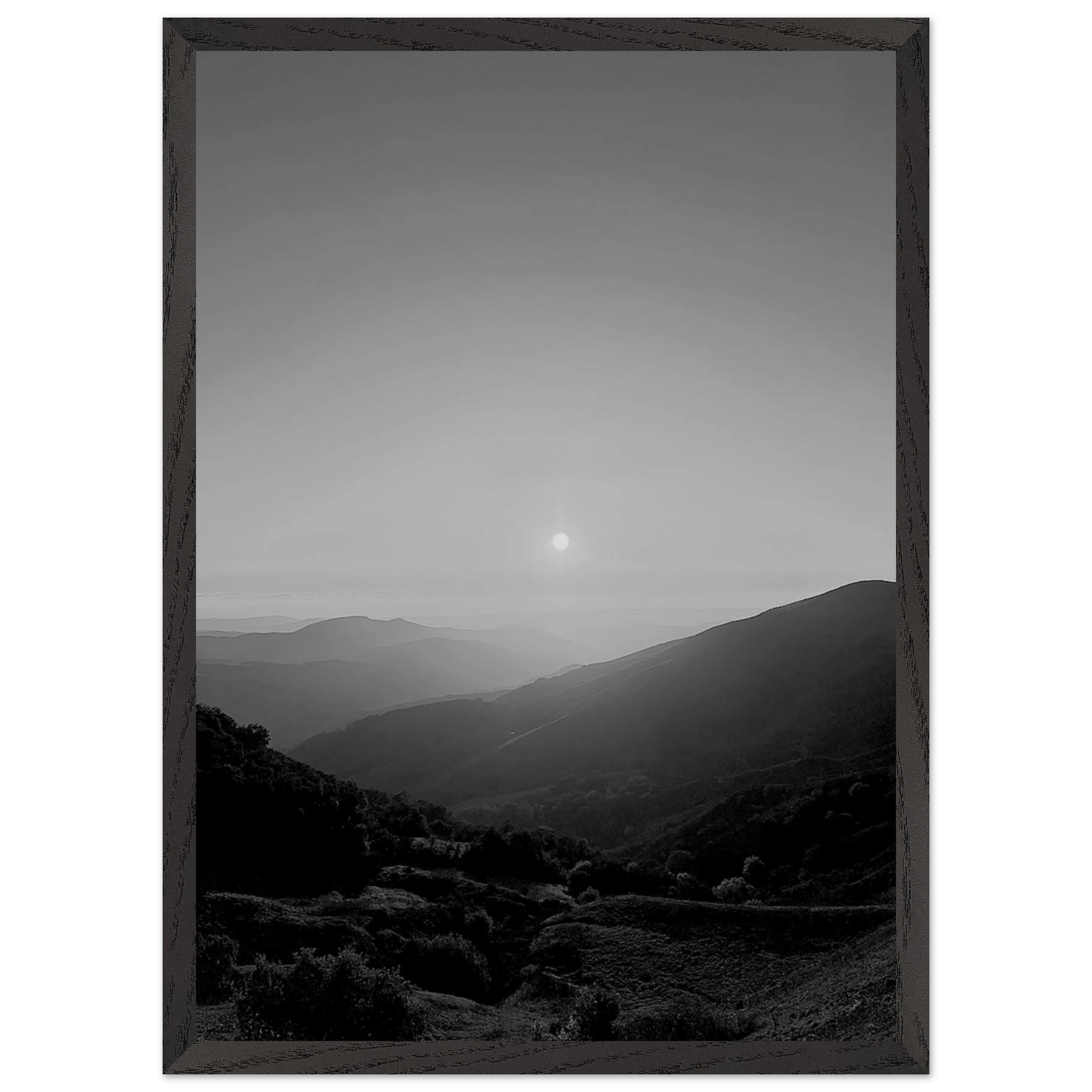 Black and white mounted framed poster of California Central Coast sunset from the Studio Edition travel collection.